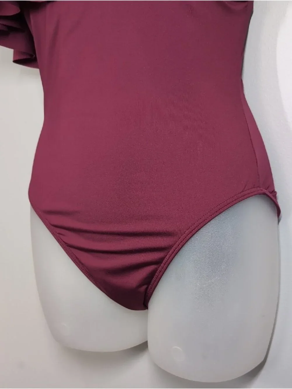 Tropik One Shoulder Ruffle One Piece Swimsuit Womens Size Small Burgundy Purple